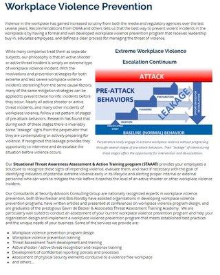 Violence prevention services and training.