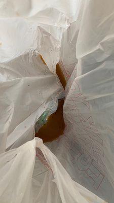 Spilt Salad dressing from the Shirazi Salad into the same bag as the Baklava