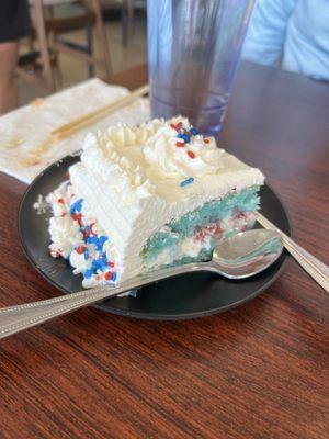Red white and blue strawberry cream cake