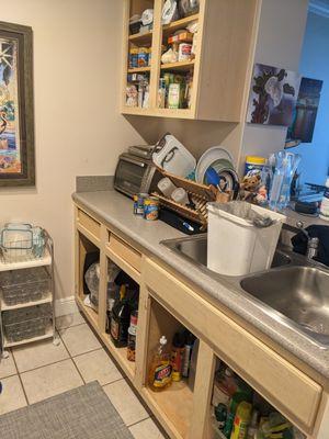 Original Kitchen Cabinets with Doors and Drawer Fronts Removed