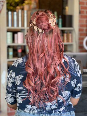 Bohemian inspired half up bridal hair