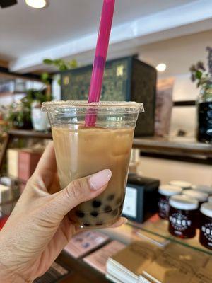 Jasmine milk tea with boba