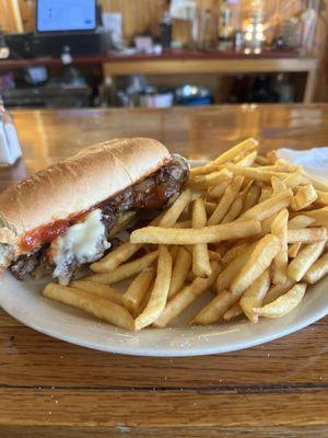 Pub burger and fries