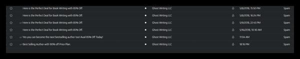 Ghostwriting LLC SPAM