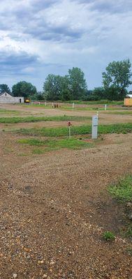 Extremely close together. Barely six feet of green space in between.