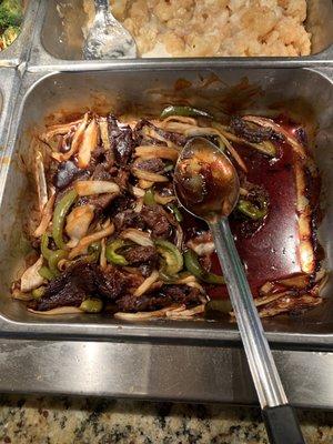 Says broccoli with beef but also dried out and nasty looking.