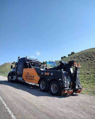 Mountain Recovery Tow Truck on the Side of the road