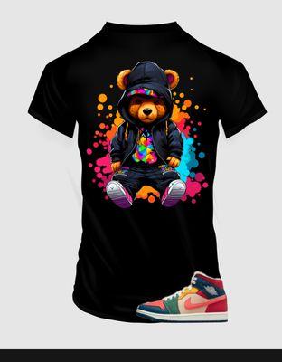 This multicolor splash bear T-shirt is a stylish t-shirt suitable for any casual occasion from hanging out with friends to running errands .