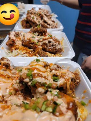 Pollos con tajadas