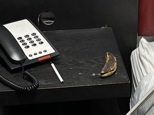 Moldy banana, just chilling on the night stand.