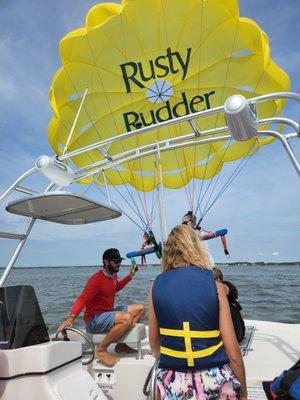 Getting chute ready to fly.