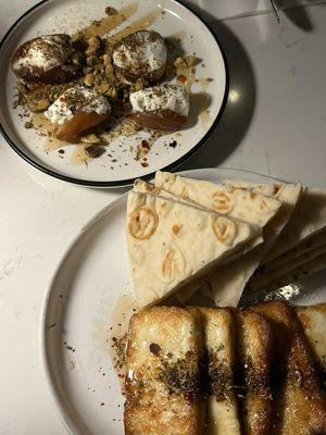 Dates, halloumi