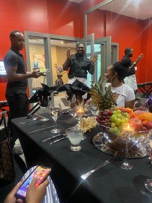 Andre and Bobby the chef and owner