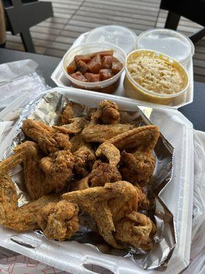 10 piece wings, yams, and Mac