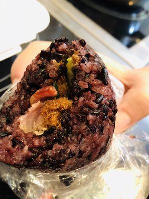 Bacon rice roll w/ purple rice