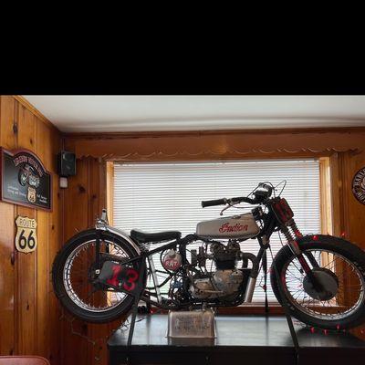 1966 Triumph, flat track racer - on display