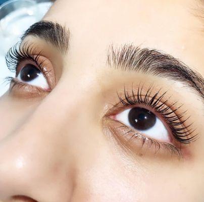 Lash lifting Yumi lashes right after procedure