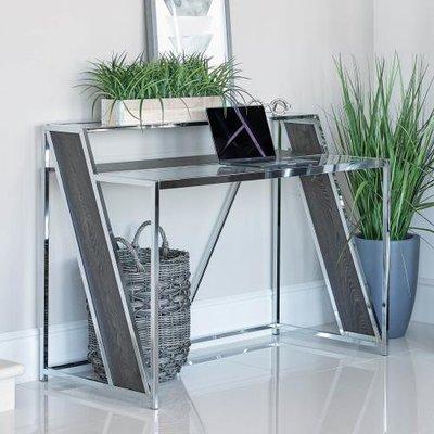 MODERN COMPUTER DESK IN GREY WITH CHROME