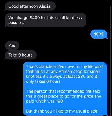 Chat between me and braider