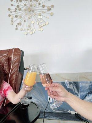 Complimenttary drinks rose & orange Juice