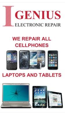 We specialize in all Apple, Samsung, HTC and LG products from tablets to cellphones! We also specialize in laptops and watches!
