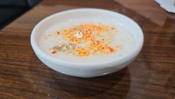 Rice Pidding w/ toasted coconut shavings