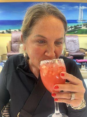 Lisa made me this strawberry drink while getting my nails done! 10/10