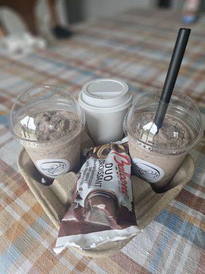 Java frap, latte, and italian imported Croissant