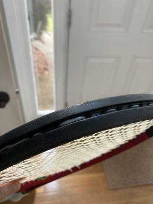 A plastic sleeve on "gut" strings on brand new racket