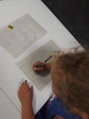 Practicing shapes and letters