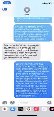 And this is where she wanted to be rude and say I'm begging for money THAT THEY OWE. lol silly lady.