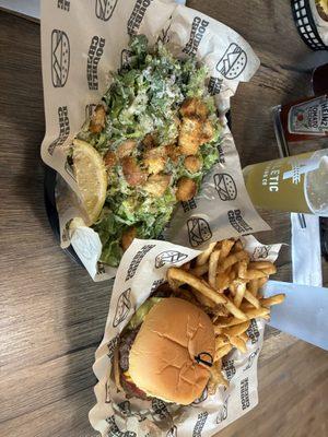 Caesar salad and a Smashburger