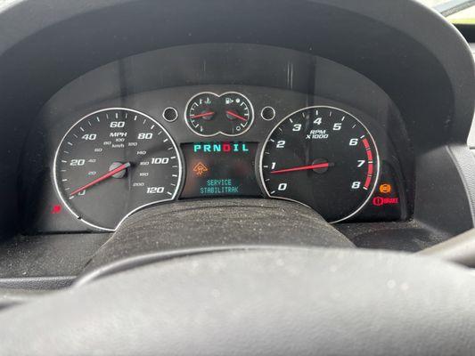 The new lights on my dash three days after the horrible experience.