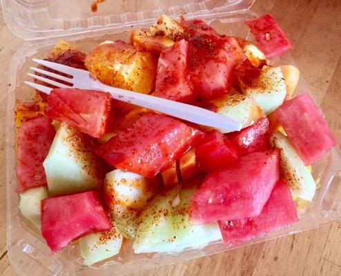 Fresh fruits with chili,salt and lime! Large for only $8.