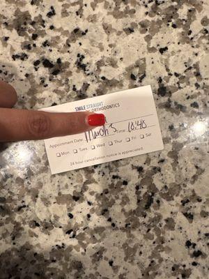 Wrong date on appointment card