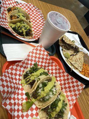 Tuesday special! Buy 2 tacos, get 1 free. Got barbacoa and fajita. Both very good.