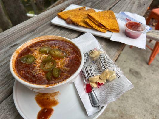 Chili and veggie quesadillas