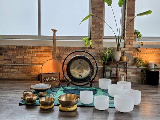 Weekly sound bath set up