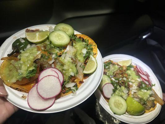 Amazing tacos de Al pastor from a trompo! Generous portions amazing taste