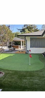 Putting green installed by Tustin landscape