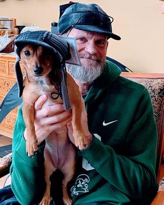 Matching stormy hats!