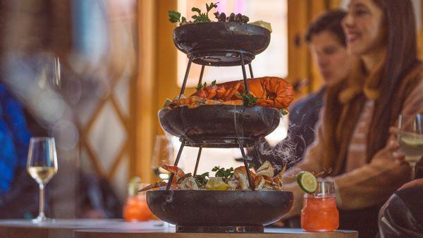 Indulge in a fresh seafood tower appetizer at Chute Eleven at Deer Valley Resort.