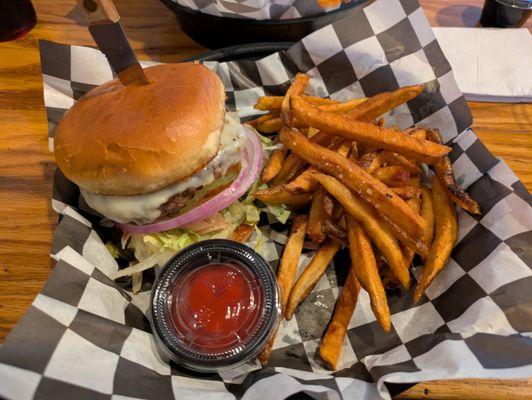 Knocker Burger and fries