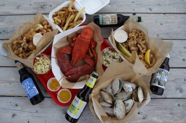 Steamed lobster, clams, fried clam strips, fries and more!