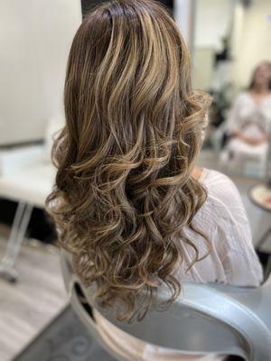 Winter golden beige color on a soft ashy brown