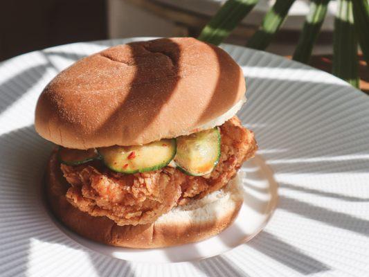 Korean Fried Chicken Sandwich with Homemade Pickles