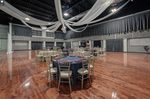Amazing Space Banquet Hall in Bloomington Illinois. Tables & Chairs included