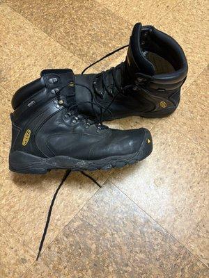 Jason's KEEN steel-toe, waterproof, slip resistant boots.