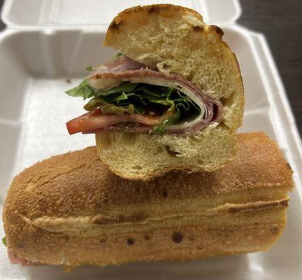 Salami Hoagie - Genoa Salami, Sopressata, sharp provolone, lettuce tomato w EVOO and balsamic. Added long hots and enjoyed this one!