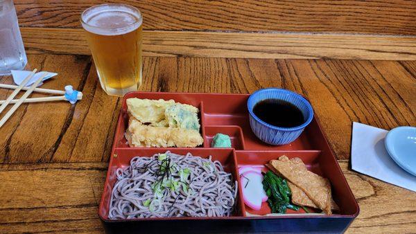 Cold Soba noodles with sides.